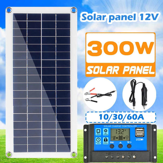 300W Solar Panel Kit Complete 12V USB With 10-60A Controller