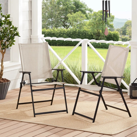 Mainstays Greyson Square Set of 2 Outdoor Patio Steel Sling Folding Chair