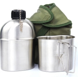 0.5L 1L Stainless Steel Military Canteen With Cup