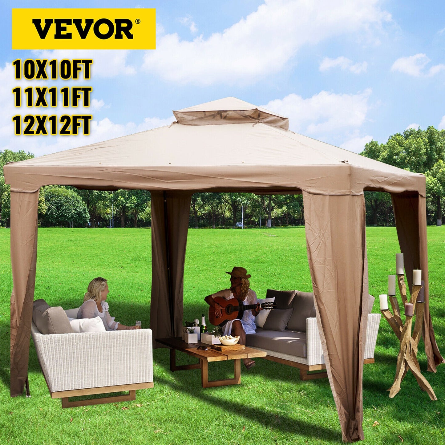 VEVOR Outdoor Gazebo Canopy Tent W/ Netting Sandbag Patio Garden Shade