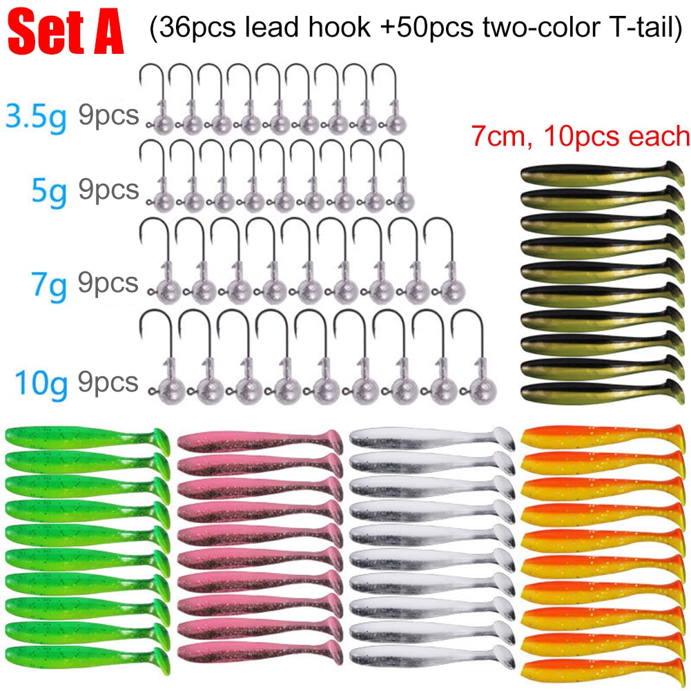 Fishing Tackle Box Crank Jig Head Hook Set