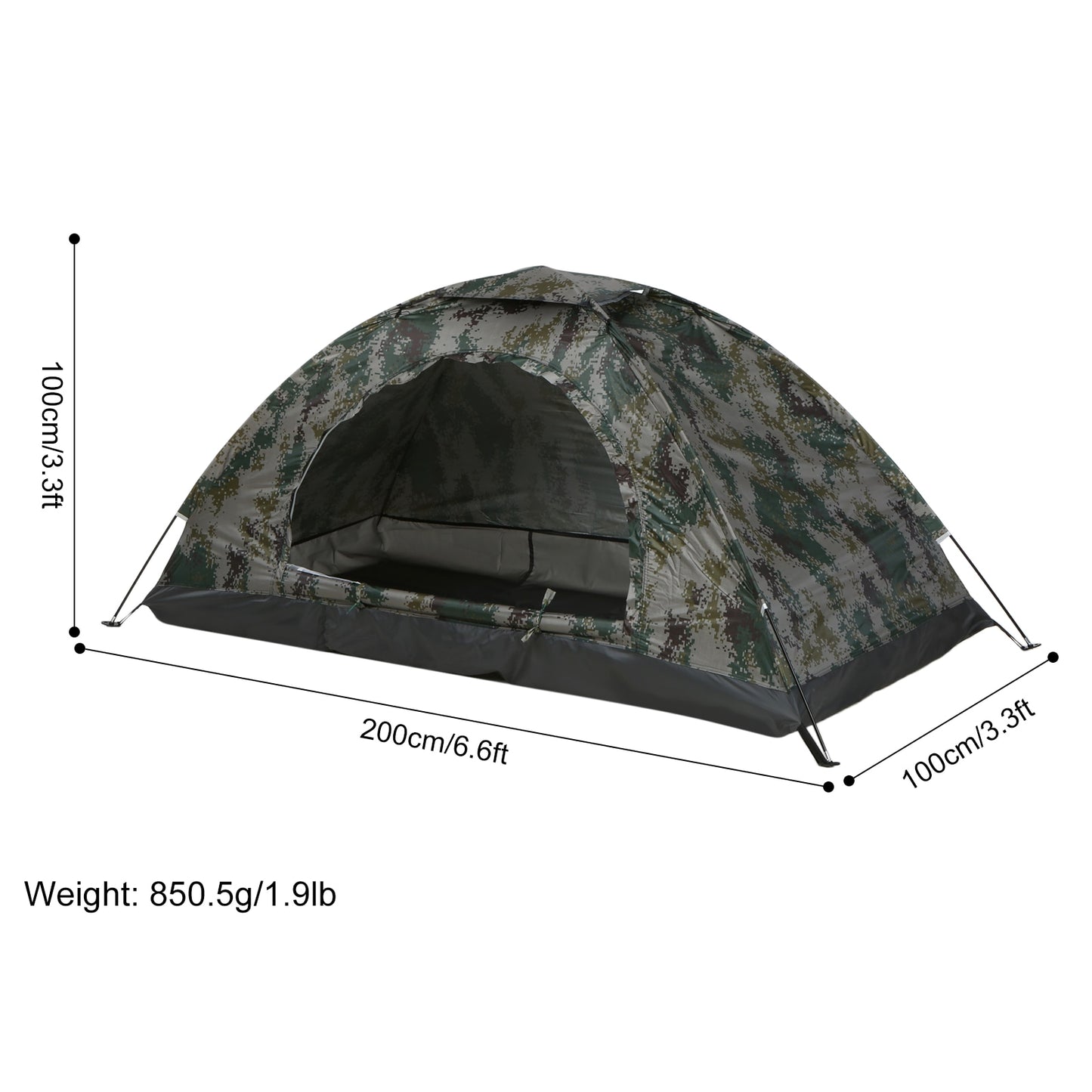 Tent for 2 Person Single Layer Camouflage Lightweight Backpacking