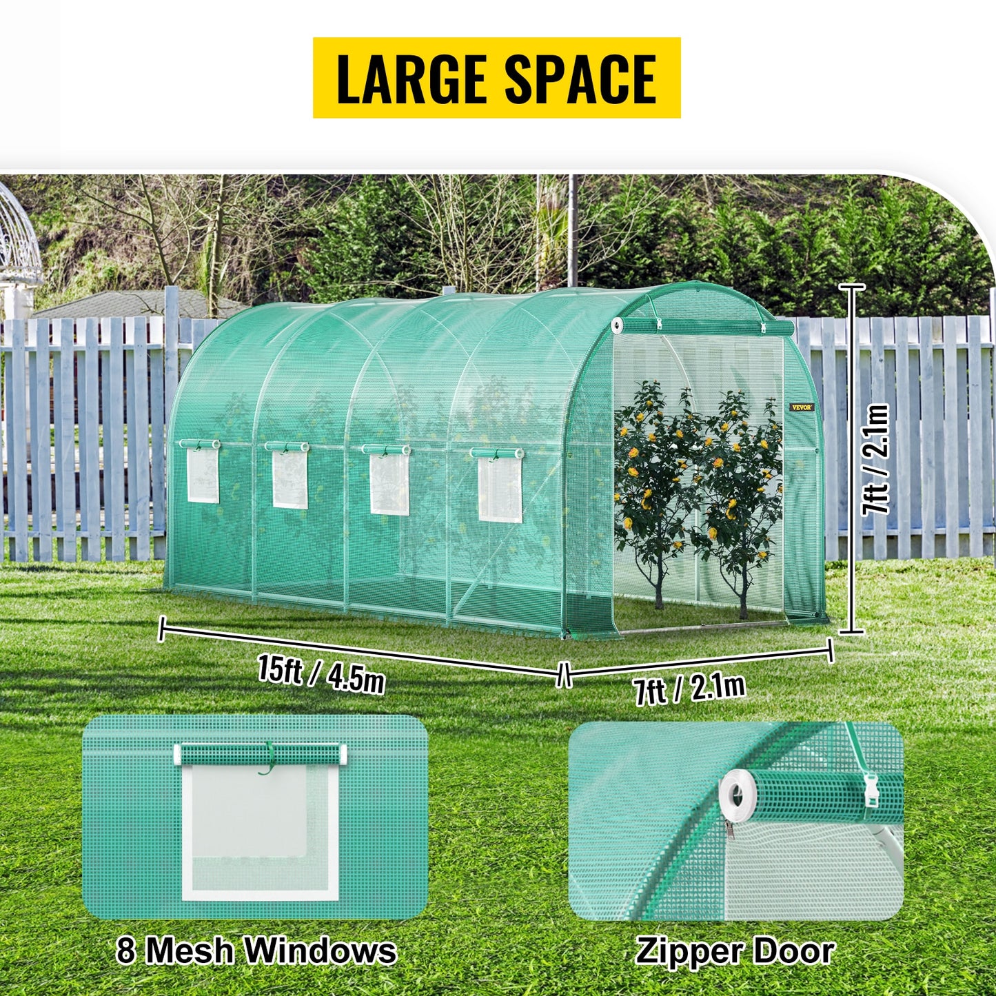 VEVOR Walk-in Greenhouse Galvanized Frame Waterproof Cover