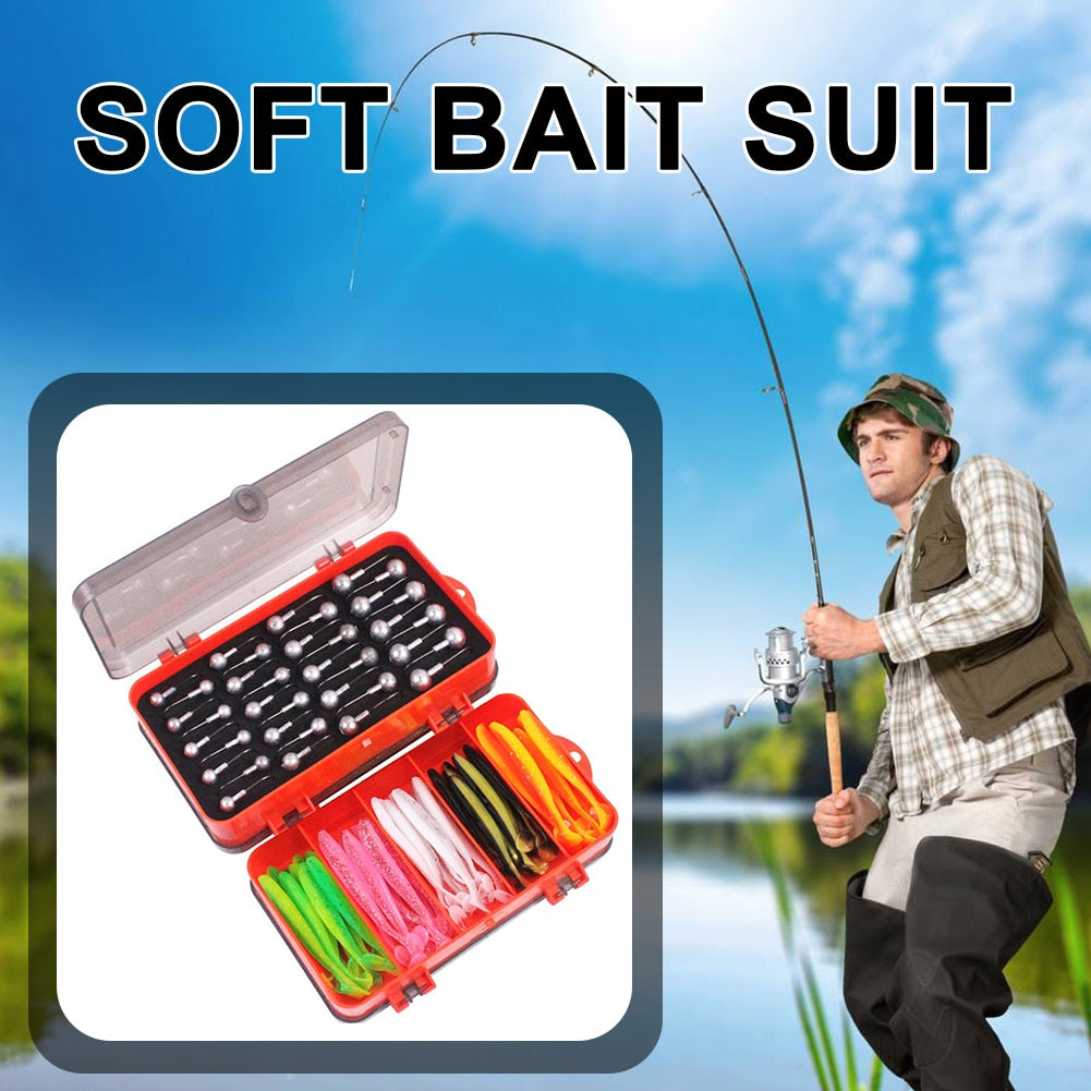 Crank Jig Head Hook Set Soft Bait Box for Bass Trout