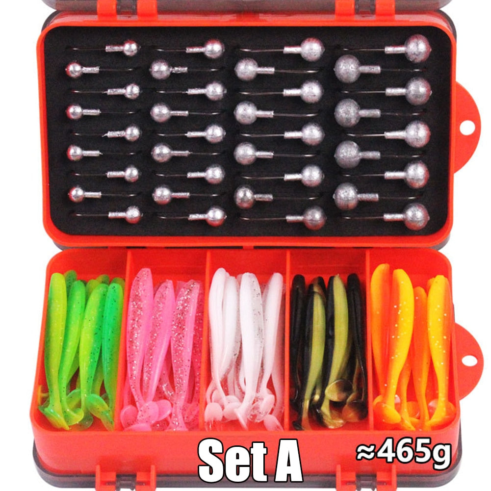 Fishing Tackle Box Crank Jig Head Hook Set