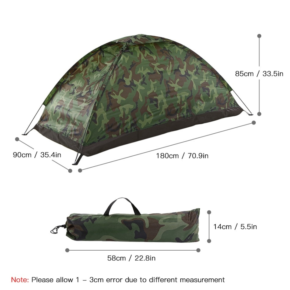 Tent for 2 Person Single Layer Camouflage Lightweight Backpacking