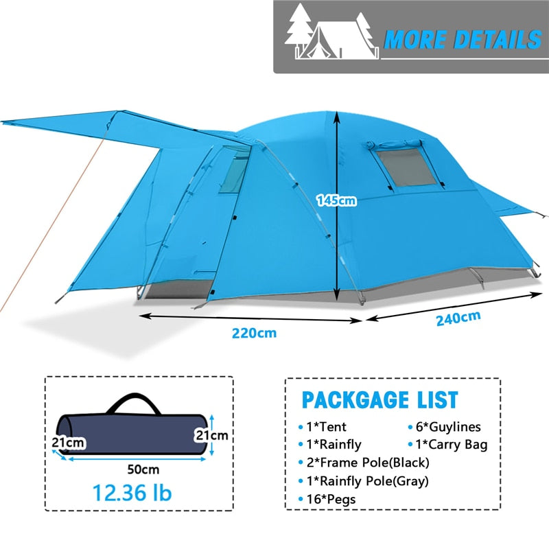 4 Person Automatic Quick Open Tent Rainfly Waterproof